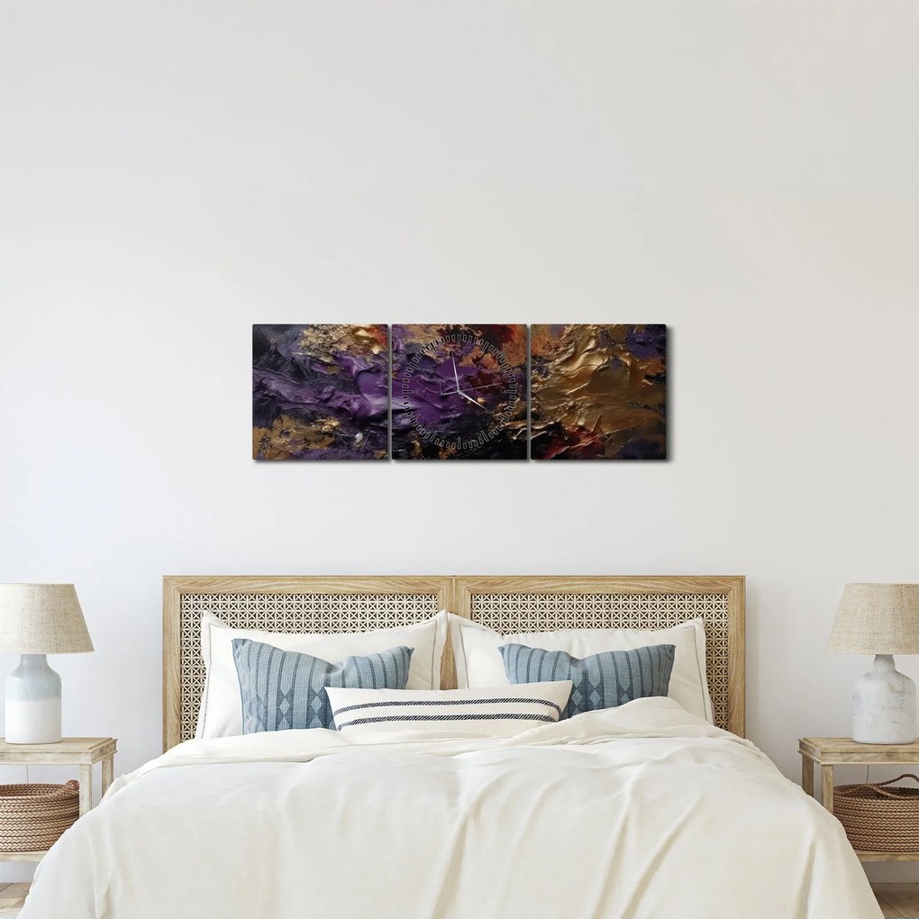 Obraz - Textúrovaná abstrakcia (s hodinami) (90x30 cm)