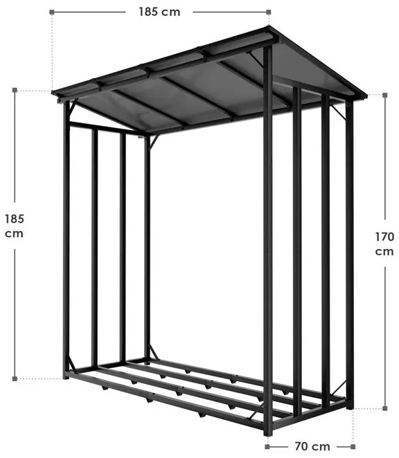 InternetovaZahrada Prístrešok na drevo - 185x70x185 cm