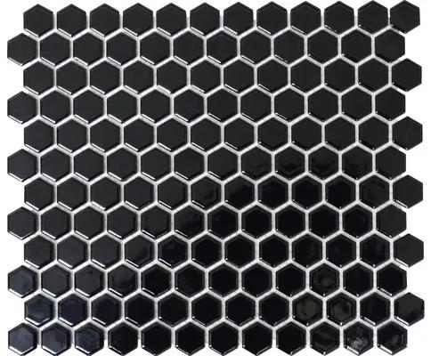 Keramická mozaika HX 060 čierna, lesklá 26 x 30 cm