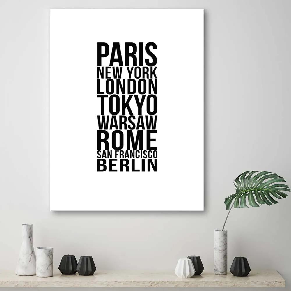 Obraz na plátně Nápis Paris London Tokyo - 70x100 cm