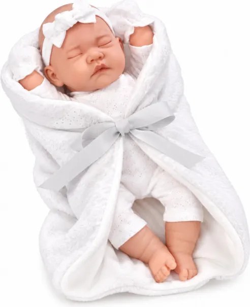 Bábika Lovely Baby so zavinovačkou sivá