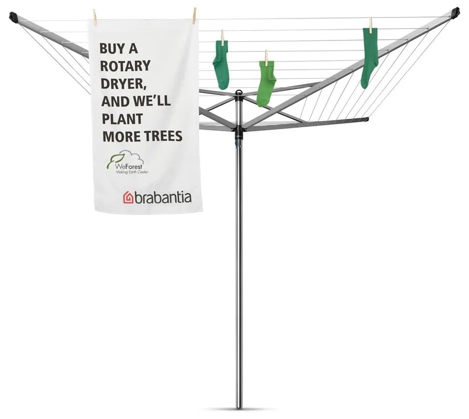 Vonkajší sušiak na bielizeň v striebornej farbe 50 m Topspinner – Brabantia