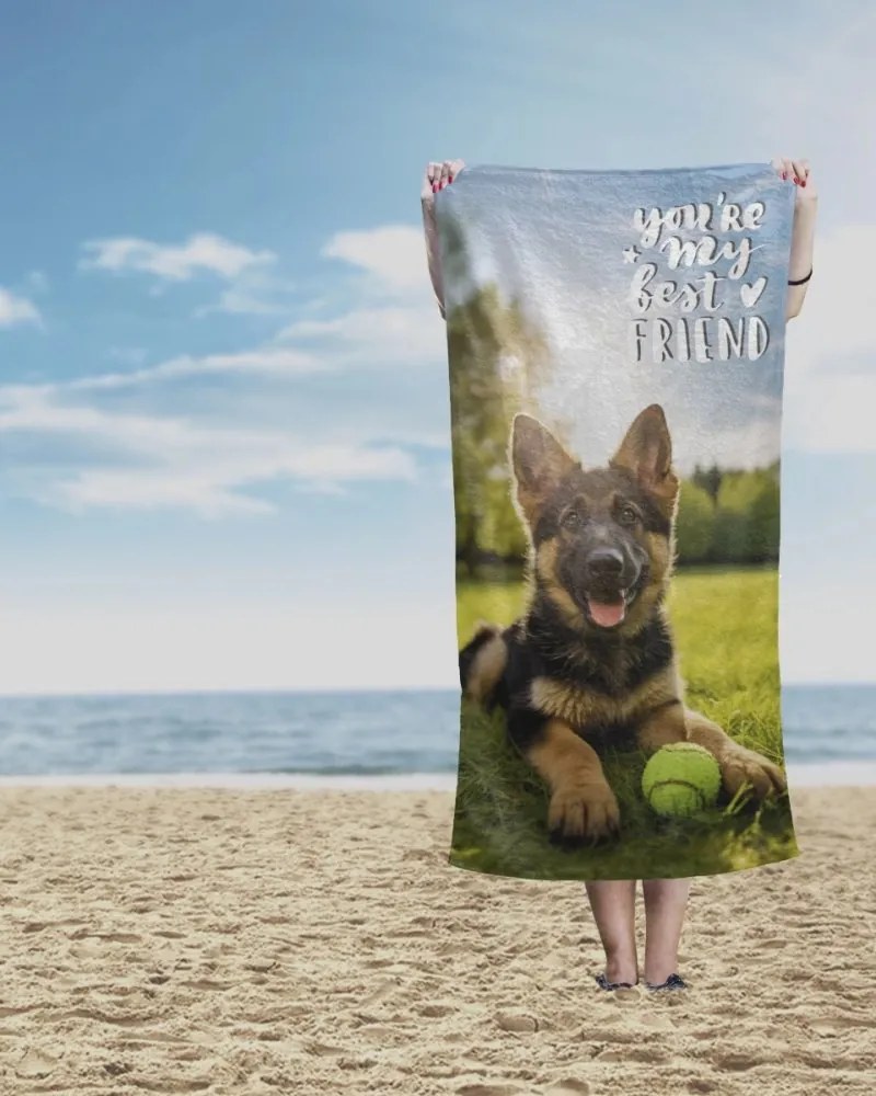 Detská plážová osuška so šteniatkom 100% bavlna Šírka: 70 cm | Dĺžka: 140 cm