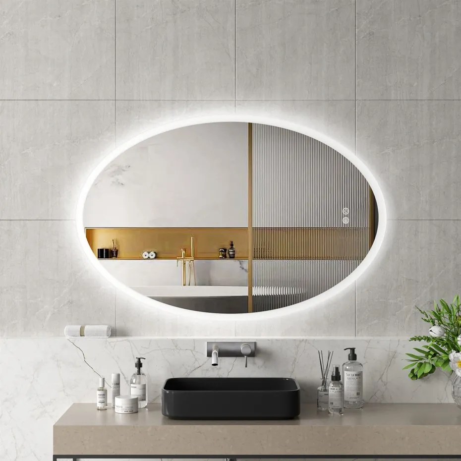 Erga Paola, oválne LED zrkadlo 80x120cm, 2990 lm, 3 farby svetla, predné a zadné osvetlenie, ERG-V01-302-1280-00