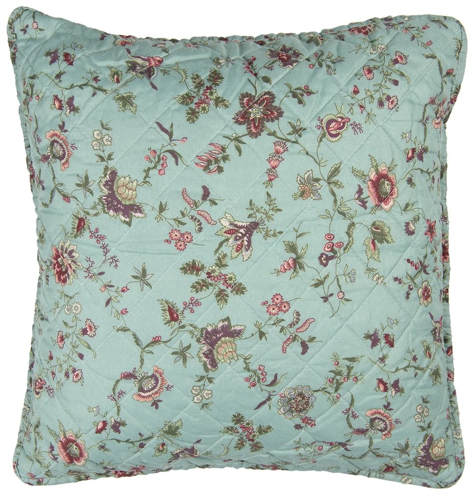 Tyrkysový povlak na vankúš s kvetmi Flowers - 50 * 50 cm