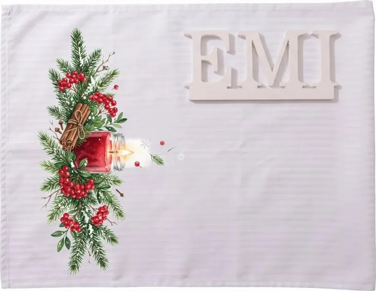 Obrus damaškový Winter Cranberry 35x180 cm EMI