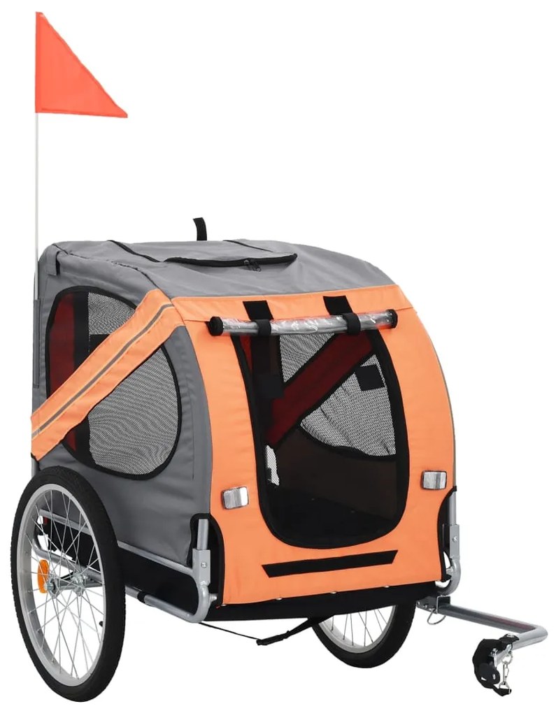 vidaXL Vozík za bicykel pre psa, oranžová a sivá