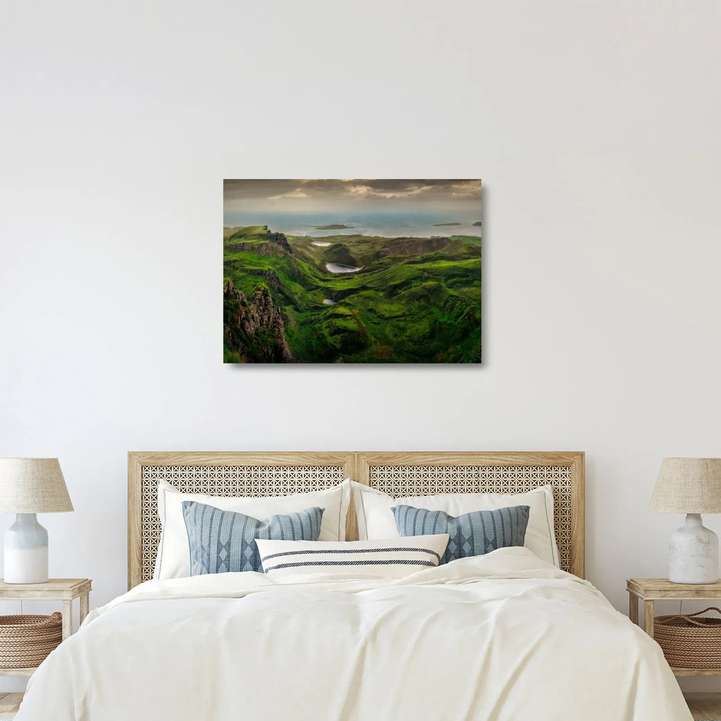 Sklenený obraz - Quiraing, Škótsko (70x50 cm)