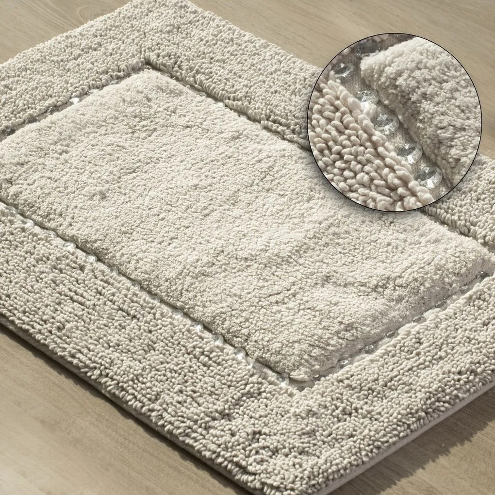 DomTextilu Béžový ozdobený kúpeľňový koberec z bavlny Šírka: 50 cm | Dĺžka: 70 cm 44480-208067