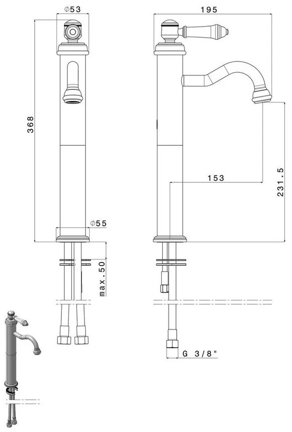 Stojančeková umývadlová batéria v bronzovej farbe Vienna – Sapho