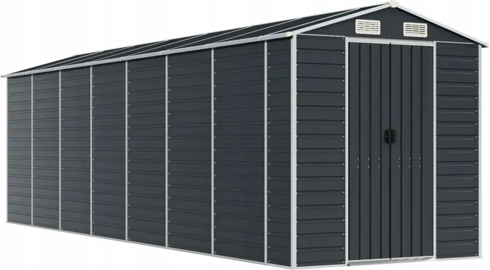 vidaXL Záhradná kôlňa, antracitová, 191x640x198 cm, galvanizovaná oceľ