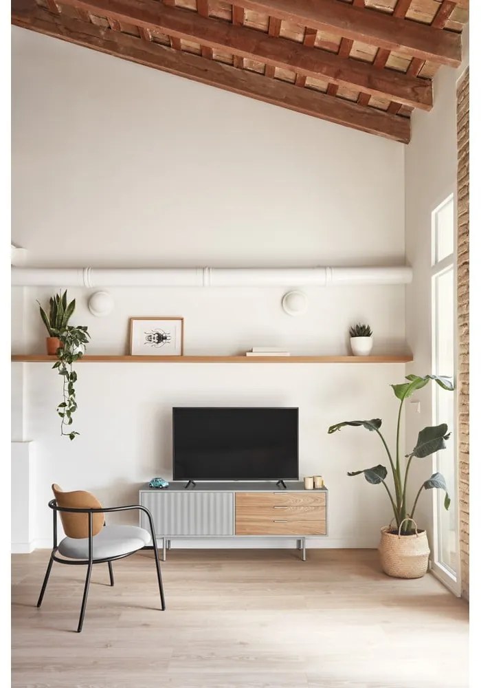 TV stolík v dekore duba v sivo-prírodnej farbe 140x52 cm Sierra – Teulat