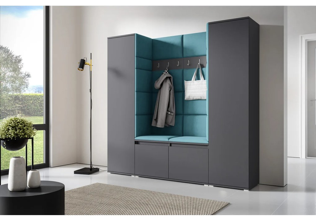 Predsieňová stena AMI 31 Bez zrkadla Grafit Azúrová