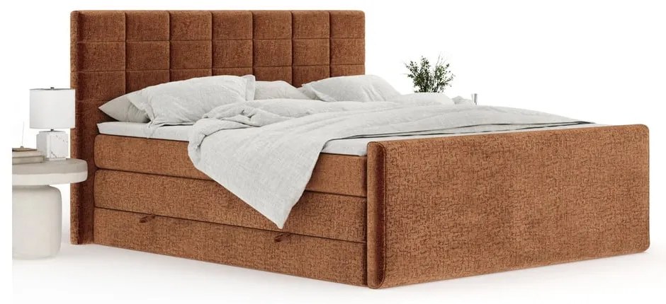 Oranžová boxspring posteľ s úložným priestorom 180x200 cm Ava – Maison de Rêve
