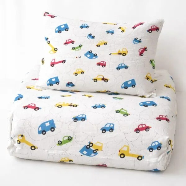 Mušelínové obliečky Autičko - Detský set 130x90cm + 65x45cm