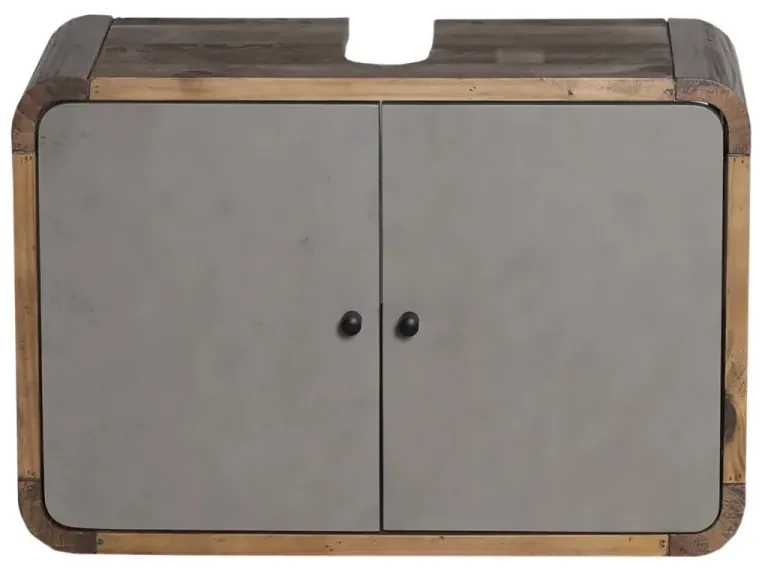 furniture-nabytek.cz - Masívna sada kúpeľňového nábytku Dingle z recyklovanej borovice a MDF, lakovaná, prírodná / sivá
