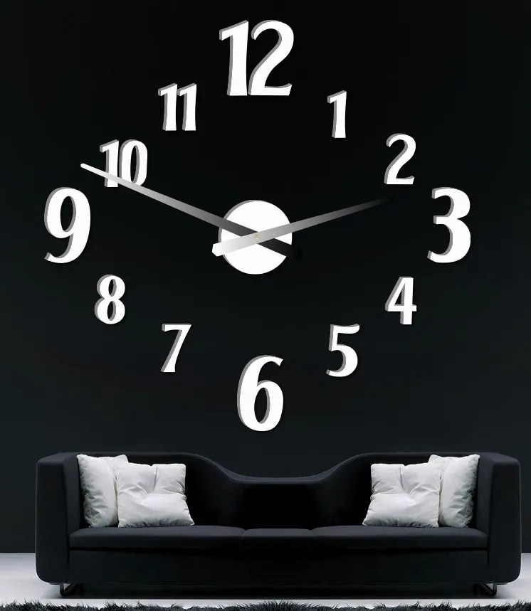 Nalepovacie nástenné hodiny | DAVOS: Čierna Ral 9005 Čierne ručičky 80 cm 3520-24761 12P024-Wall clock HEU-