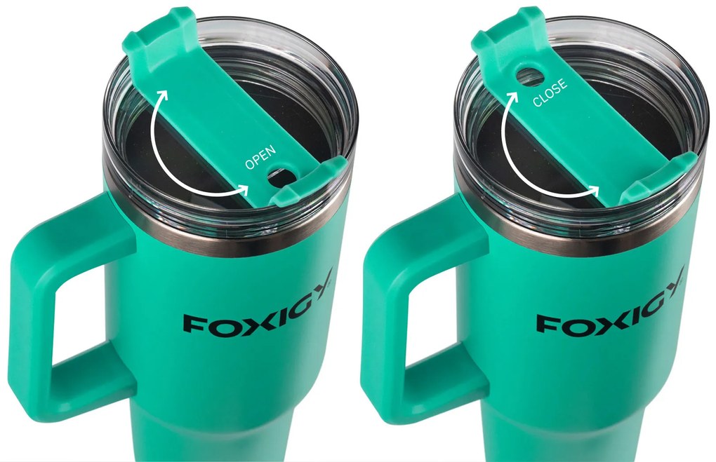 Foxigy Termohrnček do auta so slamkou 1200 ml Azure Blue