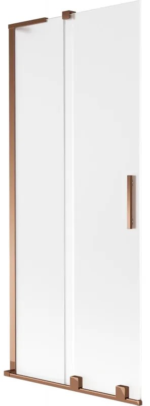 Mexen Velar L, 2-krídlová posuvná vaňová zástena 85 x 150 cm, 8mm sklo námraza, ružové zlato, 896-085-003-31-60