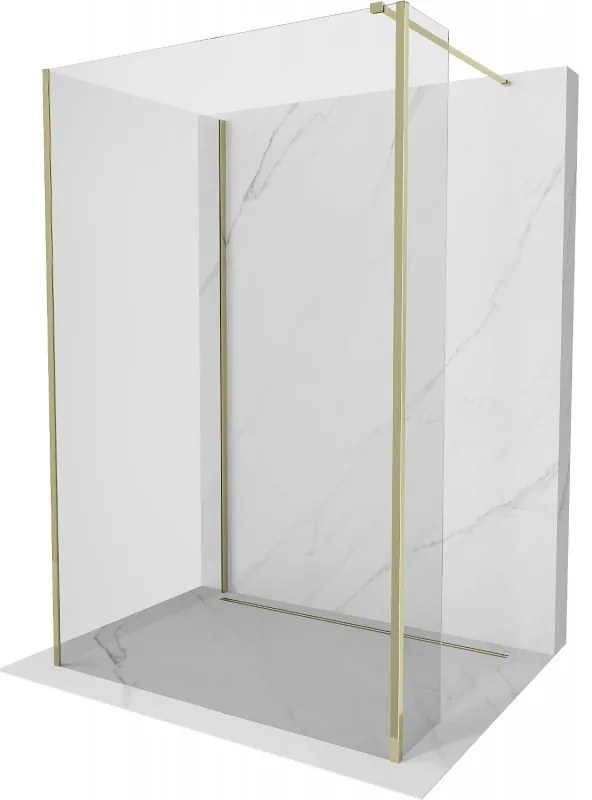 Mexen Kioto sprchová stena Walk-in 135 x 100 x 40 cm, transparentná, zlatá - 800-135-100-221-50-00-040
