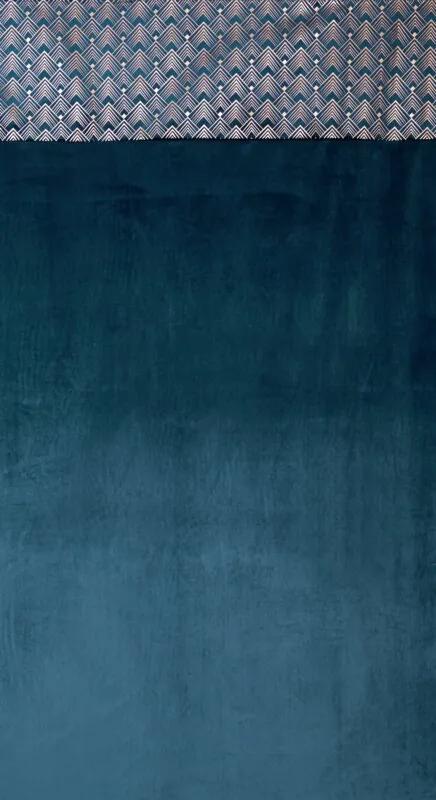 Dekorstudio Zamatový záves ELEN s elegantnou potlačou v modrej farbe