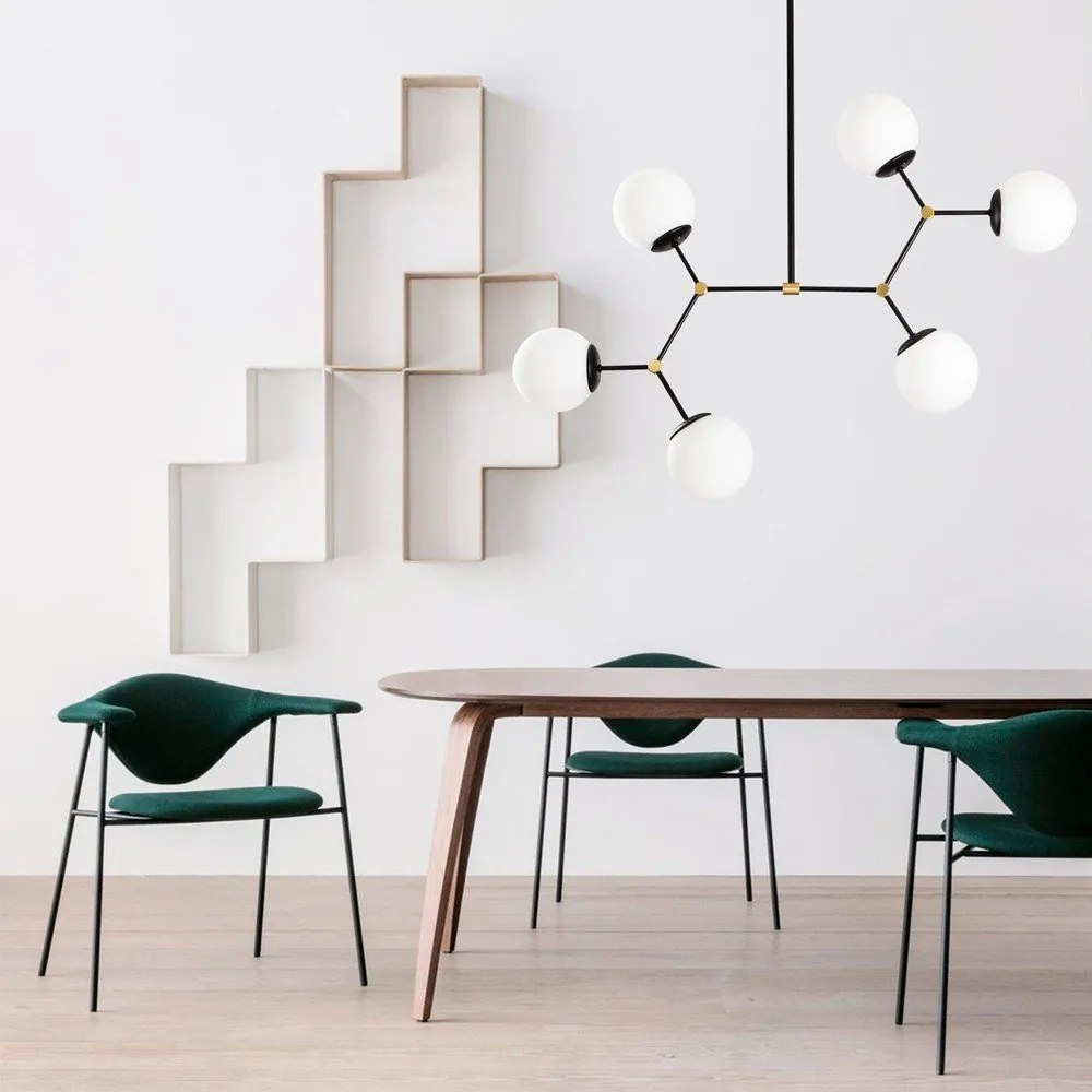 Čierno-biele závesné svietidlo so skleneným tienidlom Damar – Opviq lights