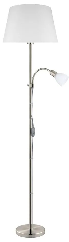 Sivá stojacia lampa so skleneným a textilným tienidlom (výška 170 cm) CONESA – EGLO