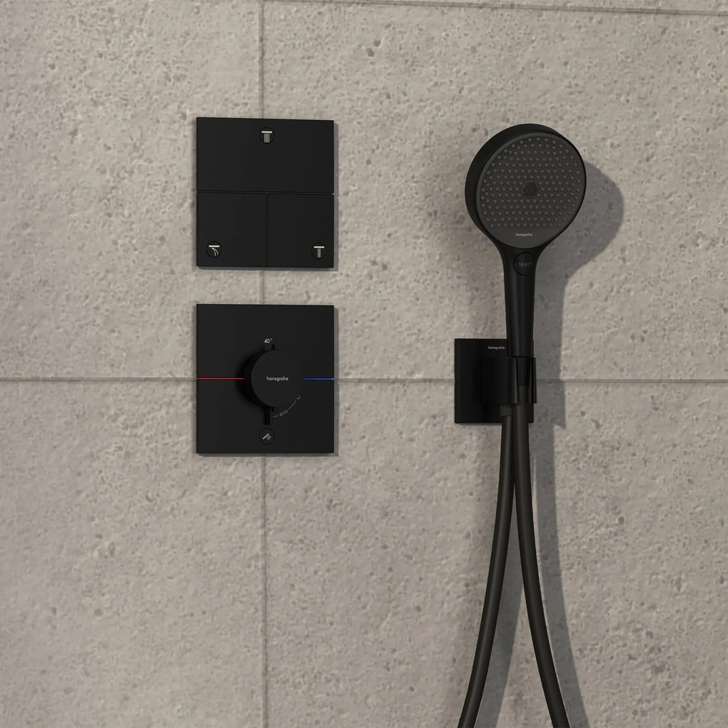 Hansgrohe ShowerSelect Comfort E, termostat pod omietku pre 1 spotrebič a ďalší výtok, čierna matná, HAN-15575670