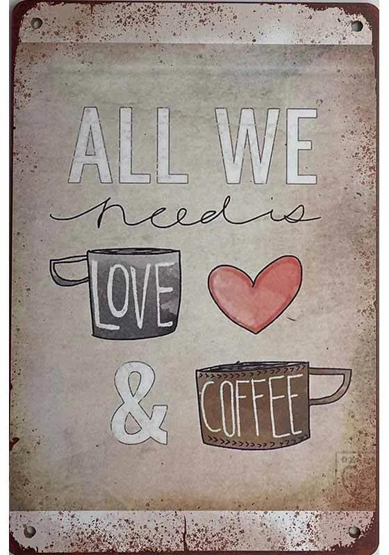 Drevená Ceduľa All We Love Coffee