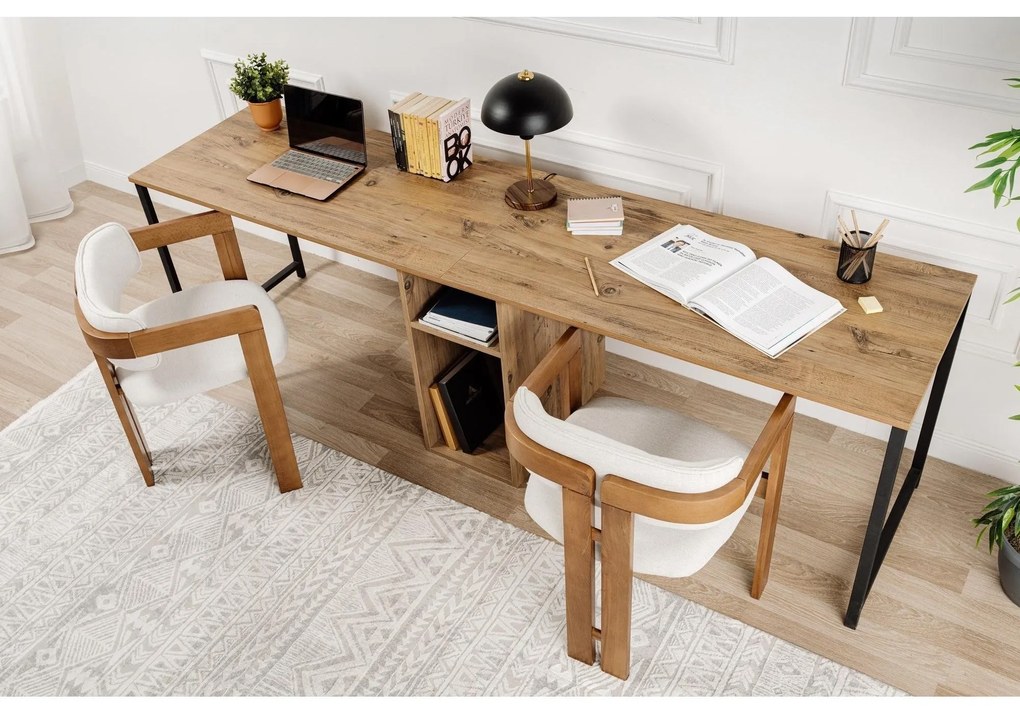 Písací stôl Twin Study Desk - Atlantic Pine, Black