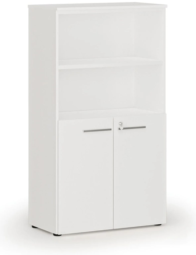 Kombinovaná kancelárska skriňa PRIMO WHITE, dvere na 2 poschodia, 800 x 420 x 1434 mm, biela
