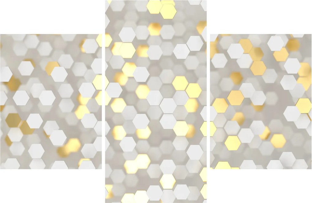 Obraz - Zlato-biele hexagóny (90x60 cm)