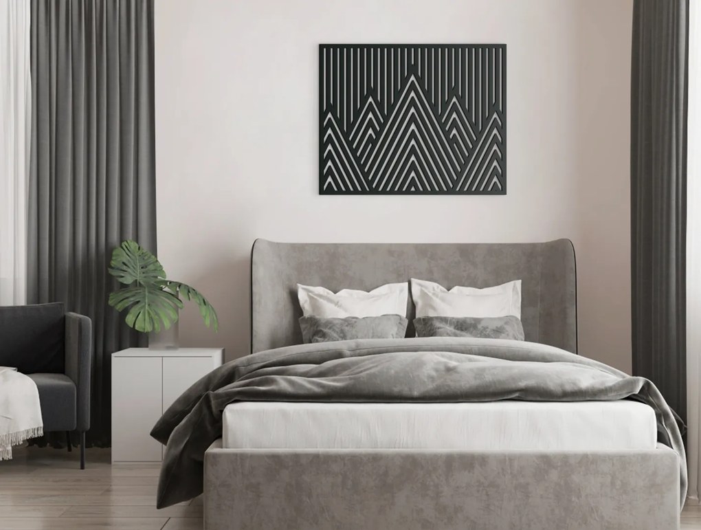 drevko Minimalistický drevený obraz Štíty hôr Rozmer obrazu: 32,5 x 40 cm, Farba dekorácie: Čierna