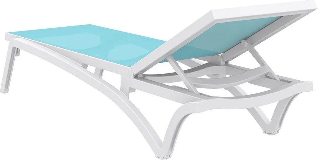 PACIFIC záhradné lehátko white/tuquoise