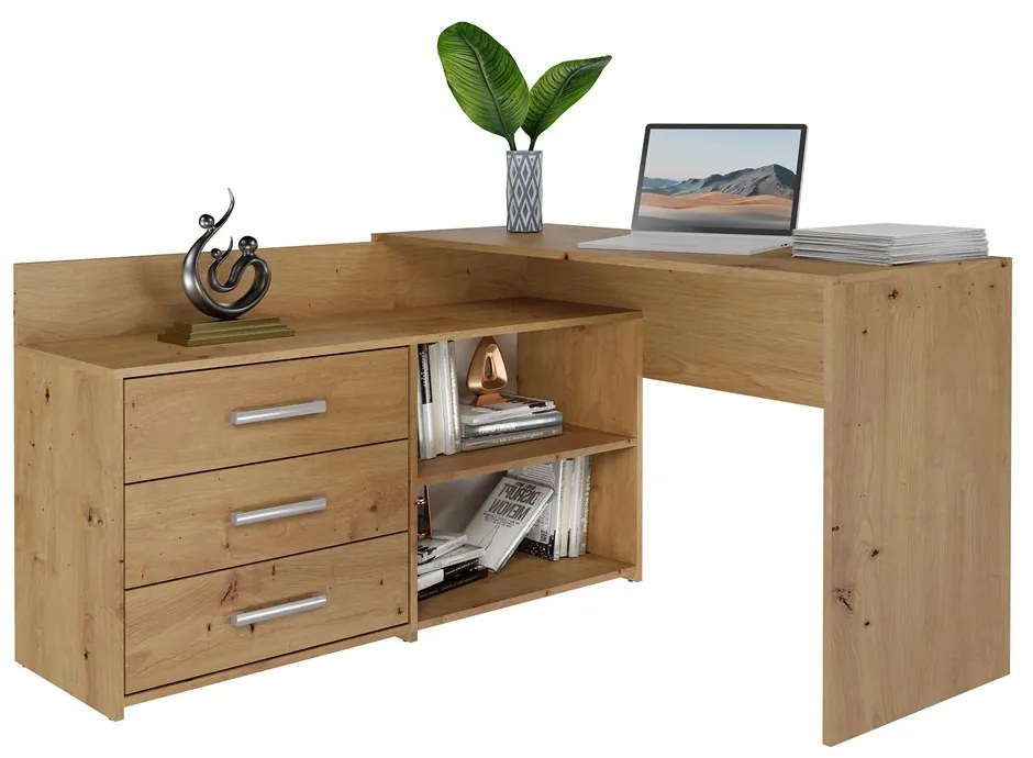 Rohový písací stôl + komoda DANY ľavý dub artisan