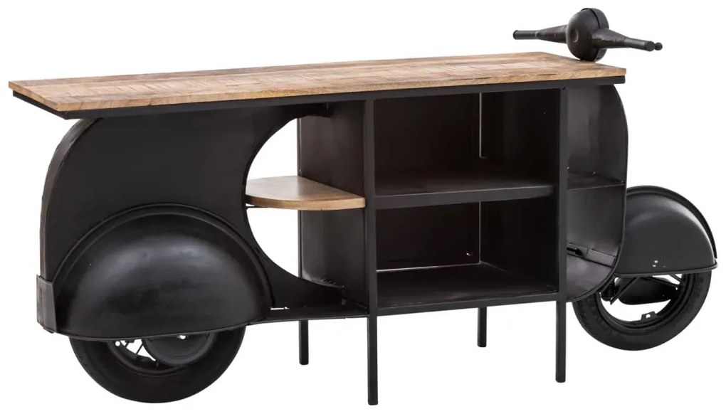 furniture-nabytek.cz - Masívna podumyvadlová skrinka na kolobežku, lakovaná kov/mango, čierna – 177×44×89 cm