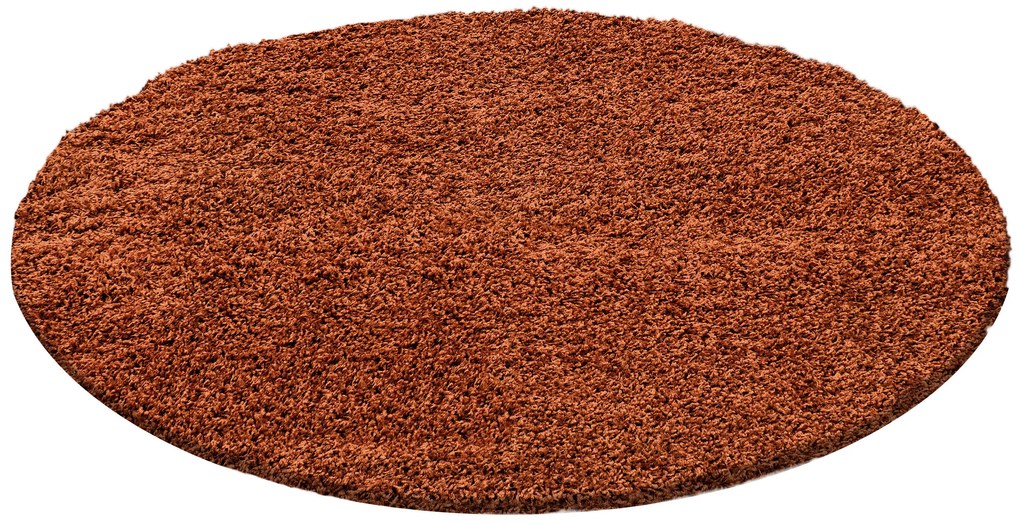 Ayyildiz, Kusový koberec Life Shaggy 1500 terra kruh, 120x120 (priemer) kruh, oranžová, obývacia izba