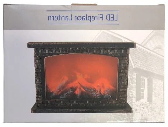 Moderný krb s LED imitáciou plameňa - 25 x 18 cm - medený