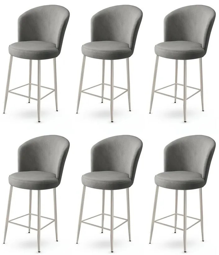 Sada barových stoličiek Alte Grey and Chrome, 6 ks