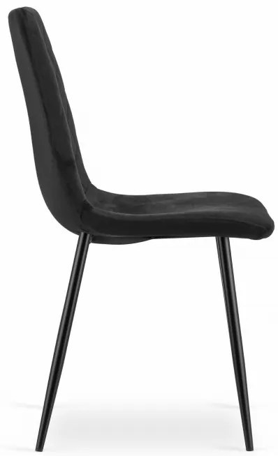 Set troch jedálenských stoličiek TURIN zamat čierna (čierne nohy) (3ks)