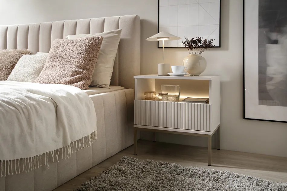 Nočný stolík Sento s LED osvetlením (S54), kašmír