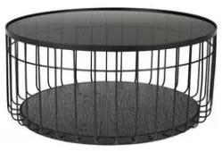 Odkládací stolek kulatý LANCE L ZUIVER Ø 80 cm, černý skleněný White Label Living 2300284