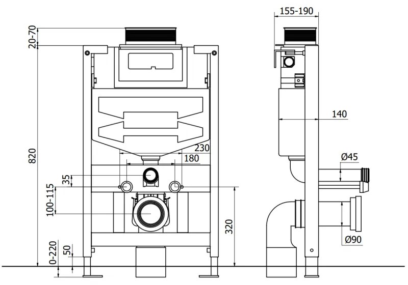 Mexen Fenix XS-U, podomietkový modul a závesné WC Lena, čierna matná, 6853322XX85