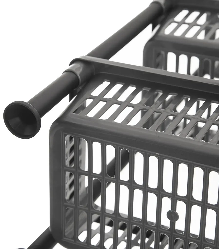 Orion Úzka komoda s košíkmi, regál, 4 police, sivý, SLIM-INVA