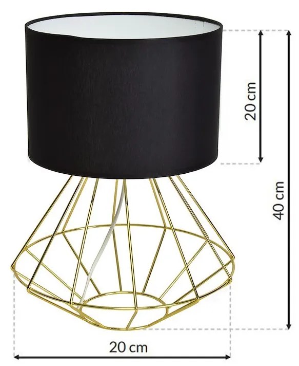 Stolná lampa Lupo, 1x čierne textilné tienidlo, g