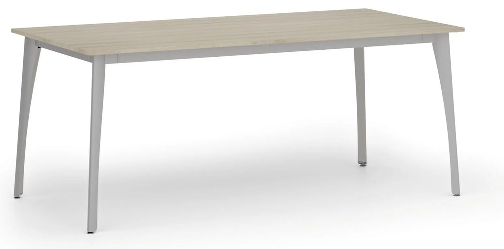 Rokovací kancelársky stôl PRIMO OMEGA, 180x90 cm, sivá podnož, dub prírodný