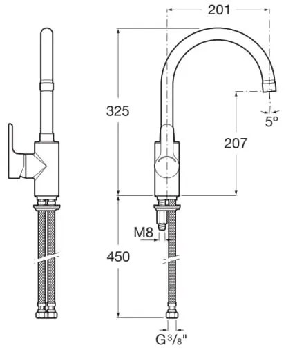 Roca A5A8409C00 - Kuchynská batéria L20 32,5 cm lesklý chróm