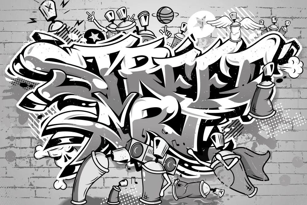 Tapeta šedý Street Art nápis so sprejmi