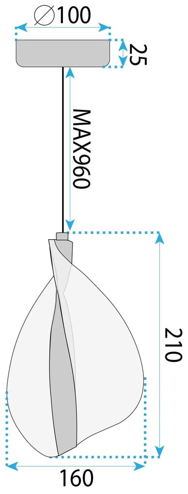 Toolight Toolight, LED závesné svietidlo 7W, 4000K, 500lm, G129-CP, zlatá, OSW-02603