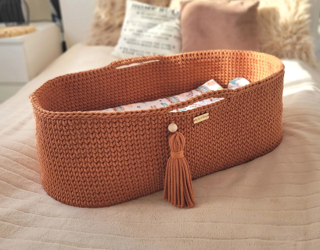 My Sweet Baby Mojžišov kôš BOHO Handmade so stojanom - terakota